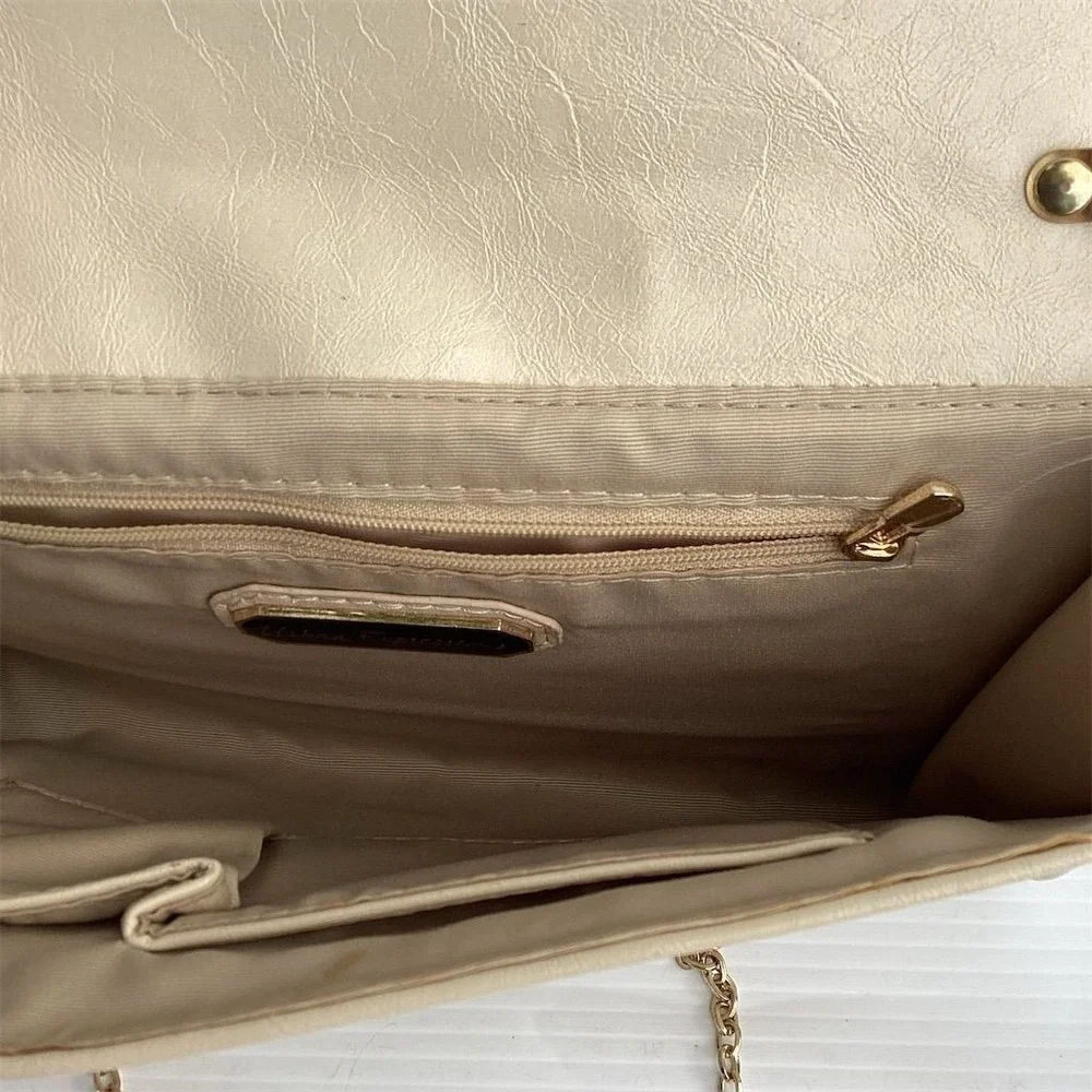 Urban‎ Expressions Beige Floral Perforated Clutch with Gold Chain Strap